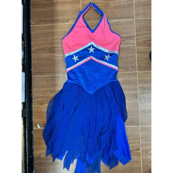 Dance Costume Medium Adult Blue The Line Up Jazz Lyrical Dress Metallic - Picture 1 of 4